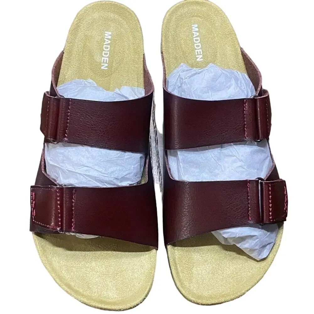 STEVE MADDEN Men's Tisson Double Strap Sandals Cognac 12